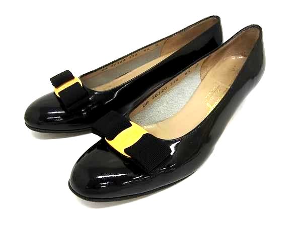 樂天商城 - Salvatore Ferragamo フェラガモ ヴァラリボン パテントレザー ヒール パンプス 表記サイズ 6 1/2 (約23.5cm) 靴 ブラック系 DM5608