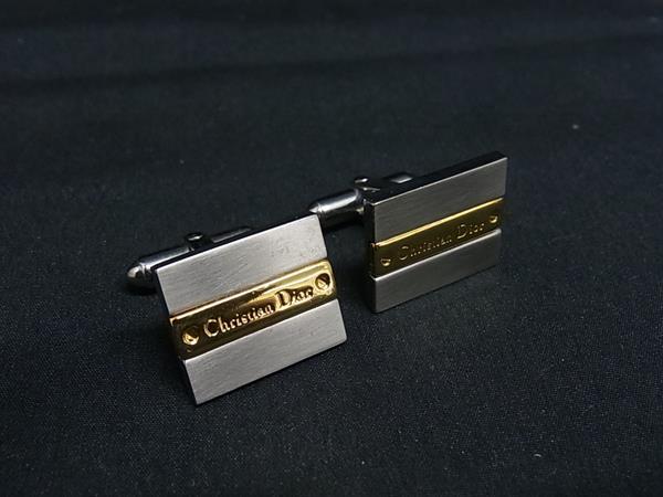 ChristianDior ディオール ヴィンテージ カフスボタン カフリンクス ビジネス 紳士 メンズ シルバー系×ゴールド系 DN0794