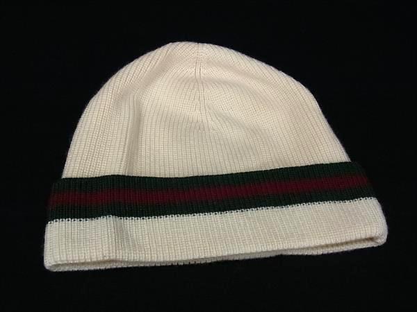 Knit Hat - ■新品同様■ GUCCI グッチ シェリーライン ウール×シルク ニット帽 帽子 レディース アイボリー系 GA6956