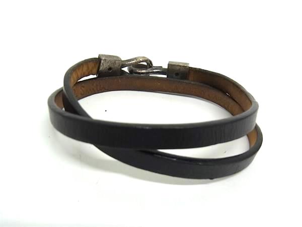 Paul Smith ポールスミス レザー 2連 ブレスレット アクセサリー メンズ レディース ブラック系 DJ0245