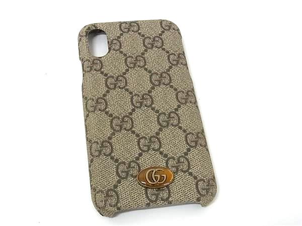 GUCCI グッチ 587672 オフィディア GGスプリーム GGマーモント PVC iPhoneX XS対応 アイフォンケース ブラウン系 DJ0485