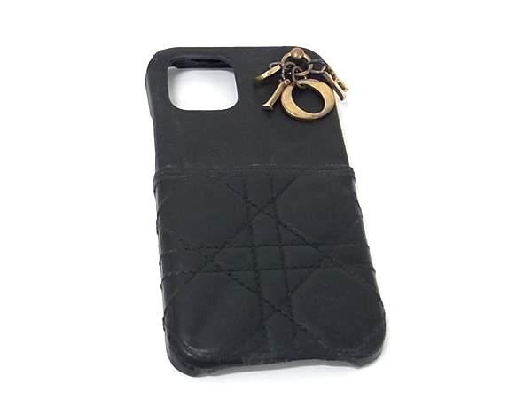 ChristianDior クリスチャンディオール レディディオール カナージュ レザー iPhone12 対応 アイフォンケース ブラック系 DJ0540