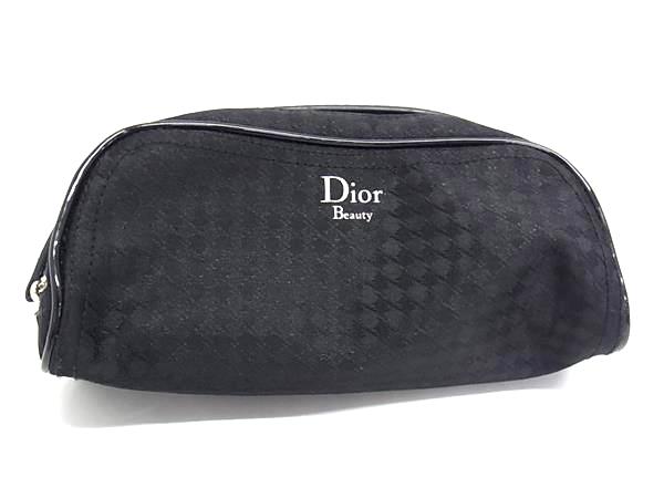 樂天商城 - ■美品■ ChristianDior ディオール ビューティー ナイロン 千鳥格子 ハンドバッグ ワンハンドル マルチポーチ ブラック系 DJ5074