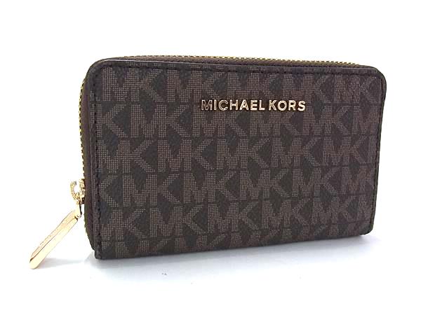 樂天商城 - ■新品同様■ MICHAEL KORS マイケルコース MK柄 ラウンドファスナー 小銭入れ カード入れ コインケース ブラウン系 FS9924