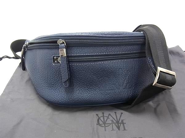 ■新品■未使用■ COCOMEISTER ココマイスター マットシュリンク MIKAZUKI レザー ボディバッグ ウエストバッグ ネイビー系 FT8683