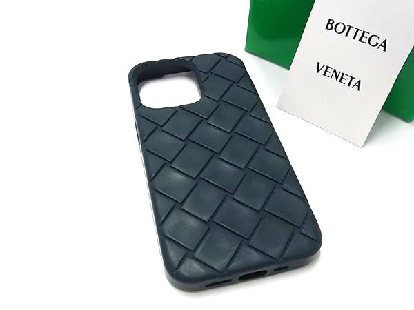 ■美品■ BOTTEGA VENETA ボッテガヴェネタ イントレチャート ラバー iPhone14Pro 対応 アイフォンケース ダークネイビー系 BS3999