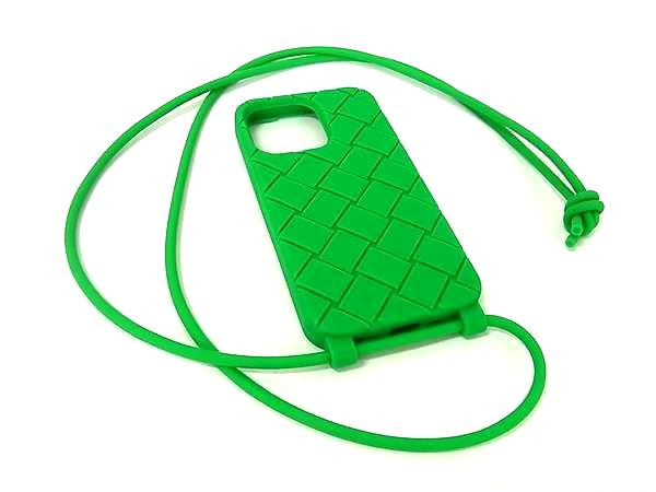 ■美品■ BOTTEGA VENETA ボッテガヴェネタ イントレチャート ラバー iPhone13Pro 対応 アイフォンケース グリーン系 BS4013