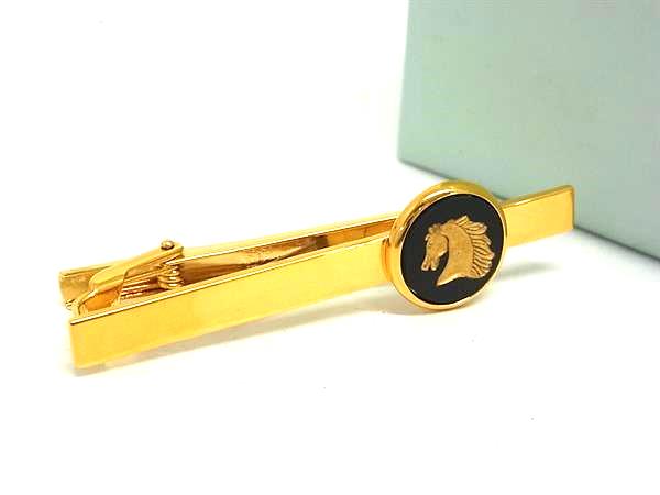 ■極美品■ WEDGWOOD ウェッジウッド ジャスパー ホース 馬 ネクタイピン タイクリップ アクセサリー 紳士 メンズ ゴールド系 DJ9914