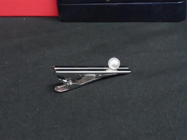 Indian Jewelry - ■美品■ TASAKI タサキ 本真珠 アコヤ真珠 パール 約7mm SV925 タイクリップ ネクタイピン アクセサリー メンズ シルバー系 DN1311