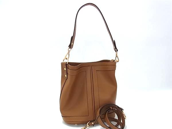 ■極美品■ GIANNI NOTARO ジャンニノターロ NEWフレームバケットバッグ レザー 2WAY ショルダー 肩掛け 斜め掛け ブラウン系 HA1228