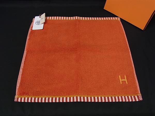 乐天商城 - ■新品■未使用■ HERMES エルメス ヴィス ヴェルサ コットン100％ ハンドタオル フェイスタオル オレンジ系 HA1578