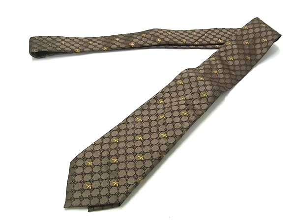 GUCCI - ■新品同様■ GUCCI グッチ 545078 4E002 GG柄 ビー シルク100％ ネクタイ ビジネス 紳士 メンズ ブラウン系 HA2123