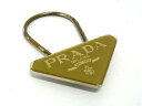 PRADA プラダ M285 三角プレート キーホルダー キーリング チャーム メンズ レディース カーキ系 DH9456