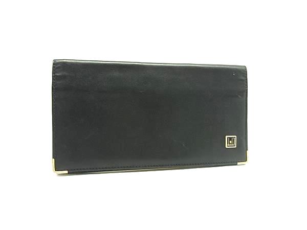 U, 吉 - dunhill ダンヒル レザー 二つ折り 長財布 ウォレット 札入れ カード入れ メンズ ブラック系 DL9424