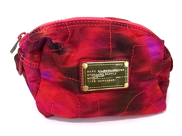 ■美品■ MARC BY MARC JACOBS マークバイマークジェイコブス ナイロン ポーチ マルチケース 小物入れ レディース レッド系 DM5360