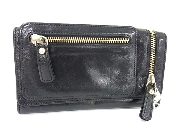 EMPORIO ARMANI エンポリオアルマーニ レザー 二つ折り 長財布 ウォレット 札入れ 小銭入れ カード入れ メンズ ブラック系 DM5923(4.0)