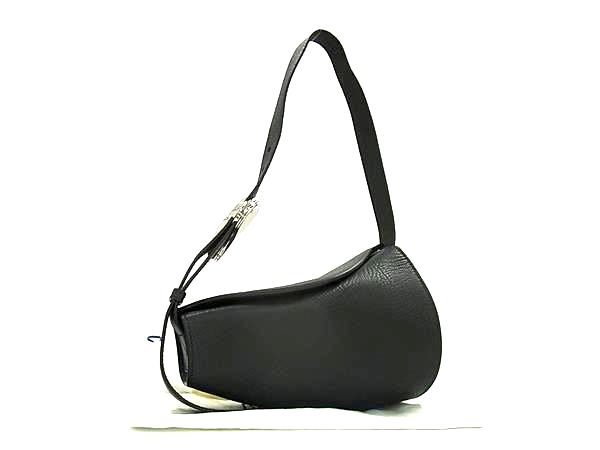 ■極美品■ BURBERRY バーバリー HORN レザー ショルダーバッグ 肩掛けかばん メンズ レディース ダークグリーン系 FU4116
