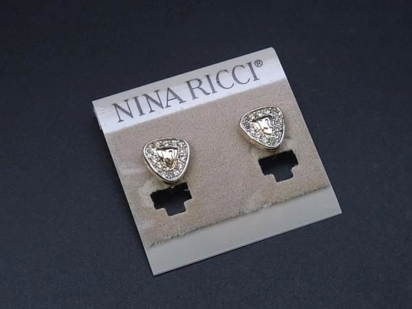 ■美品■ NINA RICCI ニナリッチ ラインストーン クリップ式 イヤリング アクセサリー レディース シルバ..
