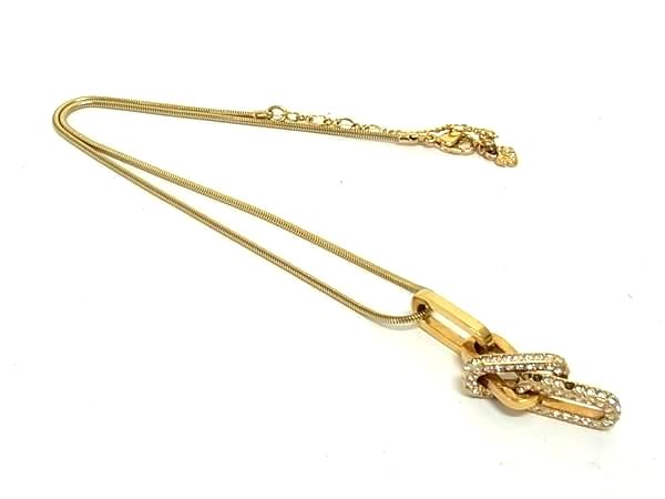 Coral Pink - SWAROVSKI スワロフスキー ラインストーン ネックレス ペンダント アクセサリー レディース ゴールド系 DK0214