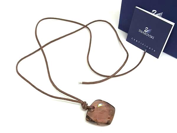 ■極美品■ SWAROVSKI スワロフスキー クリスタル ネックレス ペンダント アクセサリー レディース ブラウン系 DK0222