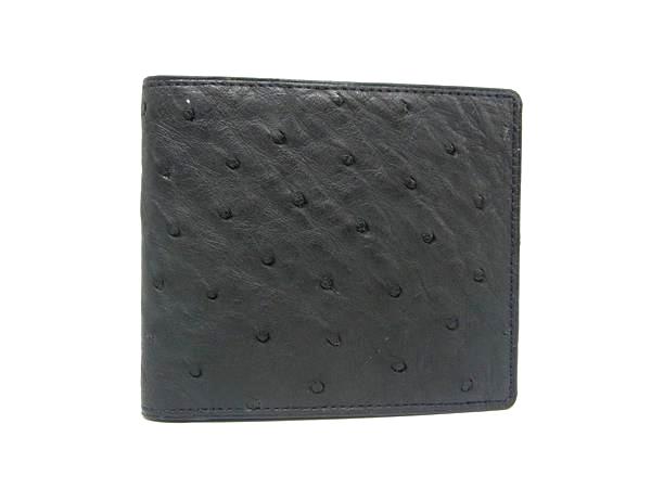 U, 吉 - ■極上■本物■美品■ オーストリッチ 二つ折り 財布 ウォレット 札入れ 小銭入れ ブラック系 DM4863