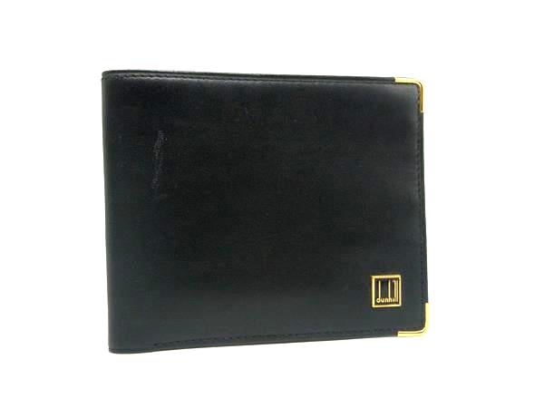 ■美品■ dunhill ダンヒル レザー 二つ折り 財布 ウォレット 札入れ 紳士 ビジネス メンズ ブラック系 DM4865