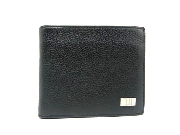■美品■ dunhill ダンヒル レザー 二つ折り 財布 ウォレット 札入れ 小銭入れ 紳士 ビジネス メンズ ブラック系 DM4879