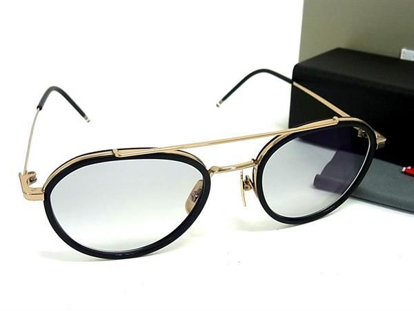 トム・ブラウン サングラス メンズ ■美品■ THOM BROWNE トム ブラウン TB-801-A GLD-BLK-51 度入り サングラス メガネ 眼鏡 ブラック系×ゴールド系 AS9684