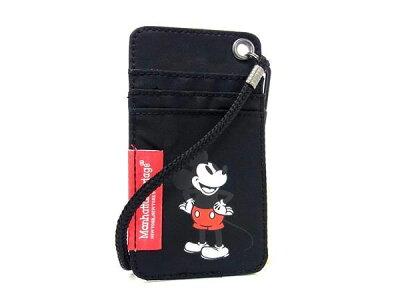■新品同様■ ManhattanPortage マンハッタンポーテージ ディズニーコラボ ミッキー ナイロン カードケース パスケース ブラック系 AT1932
