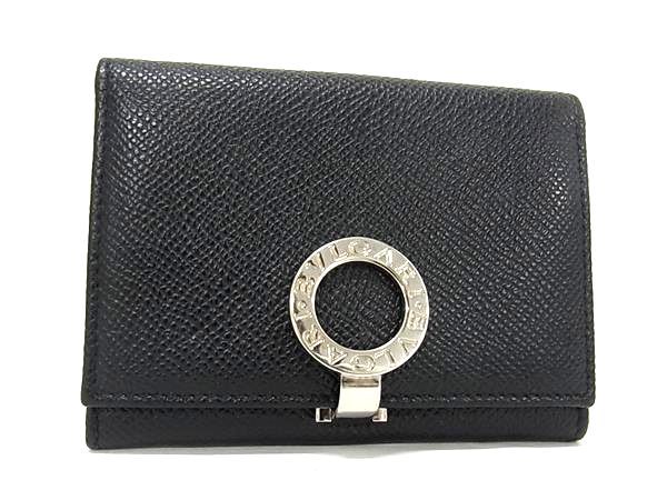 ブルガリ 名刺入れ（メンズ） ■極美品■ BVLGARI ブルガリブルガリ レザー カードケース カード入れ 名刺入れ メンズ ブラック系 AU5087