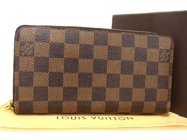 ルイヴィトン ダミエ 財布（レディース） ■極美品■ LOUIS VUITTON ルイヴィトン N60015 ダミエ ジッピーウォレット ラウンドファスナー 長財布 ウォレット ブラウン系 AV0040