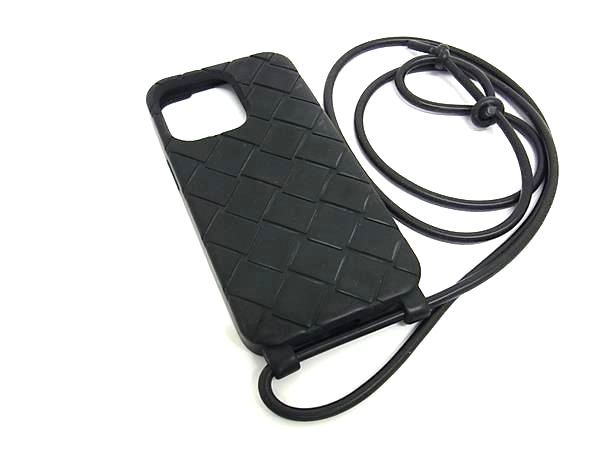 ■美品■ BOTTEGA VENETA ボッテガヴェネタ ラバー iPhone13 Pro 対応 アイフォンケース スマホケース ブラック系 AV8960