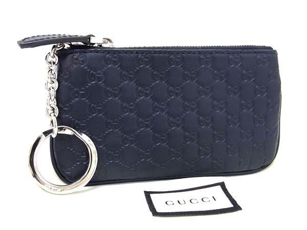 ■新品同様■ GUCCI グッチ 544476 マイクログッチシマ レザー コインケース コインパース 小銭入れ ダークネイビー系 AZ0256