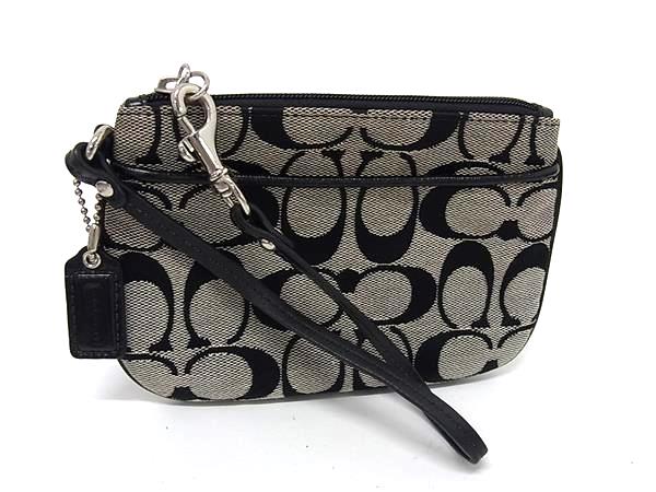 樂天商城 - ■美品■ COACH コーチ シグネチャー キャンバス×レザー ポーチ マルチケース 小物入れ レディース ブラック系 DK8834