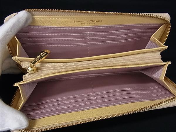 ■美品■ Samantha Thavasa サマンサタバサ プチチョイス PVC ラウンドファスナー 長財布 ウォレット 札入れ ベージュ系 DH8673