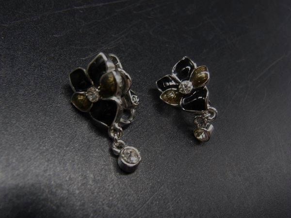 乐天商城 - ■極美品■ NINA RICCI ニナリッチ クリップ式 イヤリング アクセサリー レディース シルバー系×ブラック系 DJ5016
