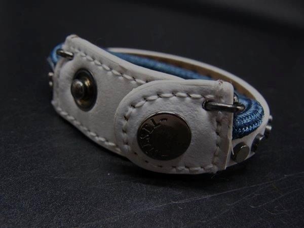 ■美品■ DIESEL ディーゼル レザー チェーン ブレスレット アクセサリー レディース メンズ ホワイト系 DJ5615