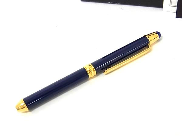 ■美品■ MIKIMOTO ミキモト ラピスラズリ ボールペン 筆記用具 文房具 ステーショナリー ブルー系×ゴールド系 DK0314