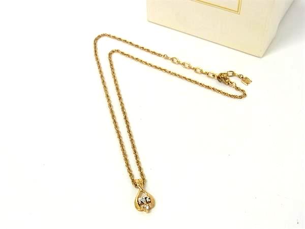 乐天商城 - ■美品■ NINA RICCI ニナリッチ ロゴモチーフ ラインストーン ネックレス ペンダント アクセサリー レディース ゴールド系 DK0435