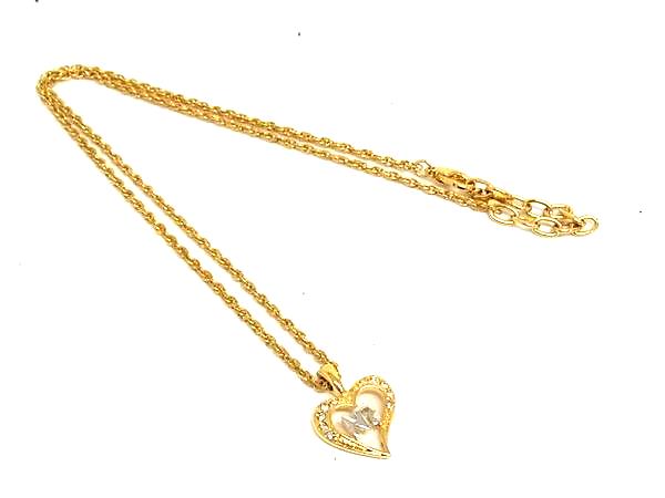 Pearl White - ■極美品■ NINA RICCI ニナリッチ ハート ラインストーン ネックレス ペンダント アクセサリー レディース ゴールド系 DK1696
