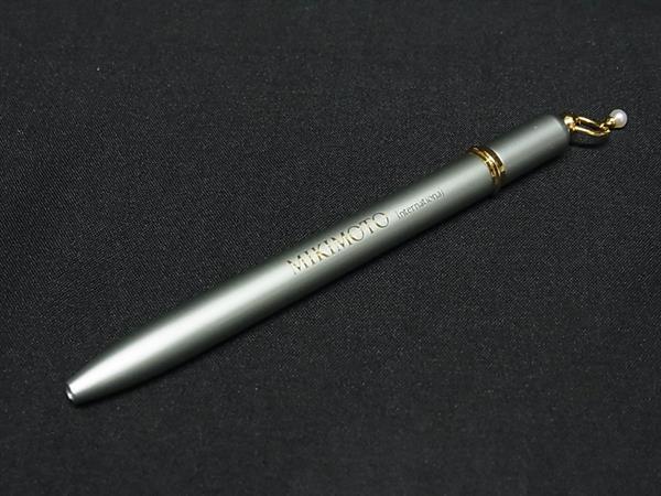 ■美品■ MIKIMOTO ミキモト 本真珠 アコヤ真珠 パール 約4mm ツイスト式 ボールペン 筆記用具 文房具 ミントグリーン系 DM5114