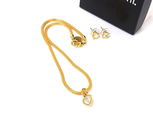 FRANCK MULLER - ■美品■ ANNE KLEIN アンクライン ハート ビジュー ネックレス ペンダント ピアス アクセサリー 2点セット ゴールド系 DM6852