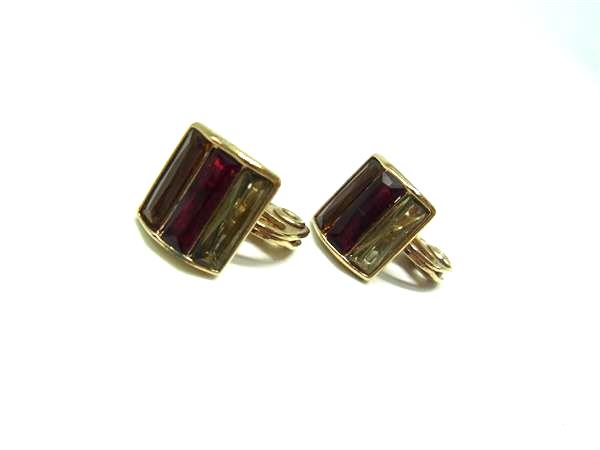 ■美品■ MONET モネ ヴィンテージ クリップ式 イヤリング アクセサリー レディース ゴールド系×マルチカラー DJ4203