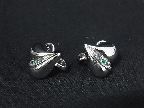 Other - ■美品■ NINA RICCI ニナリッチ ラインストーン カラーストーン ハート イヤリング アクセサリー シルバー系×グリーン系 DK0125