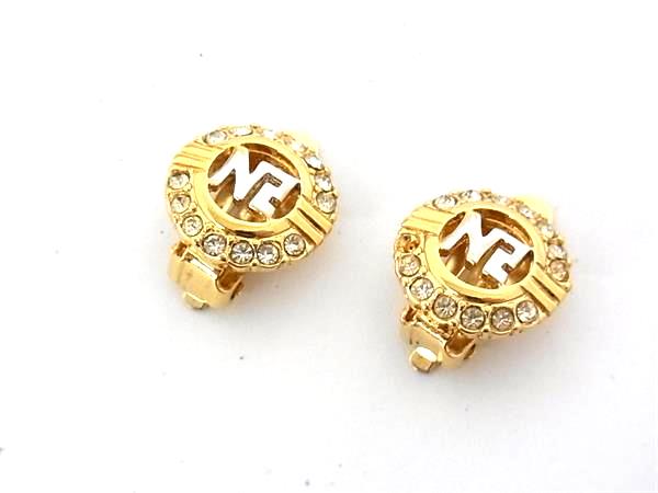 ■美品■ NINA RICCI ニナリッチ ラインストーン クリップ式 イヤリング アクセサリ...