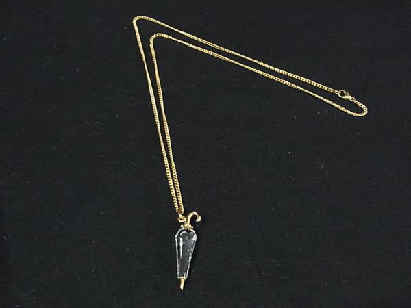 ■美品■ SWAROVSKI スワロフスキー 傘 ネックレス ペンダントアクセサリー レディース ゴールド系×クリア DK1806