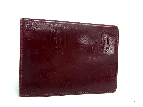 Cartier カルティエ ハッピーバースデー パテントレザー カードケース カード入れ 名刺入れ ビジネス 紳士 メンズ ボルドー系 DM6803