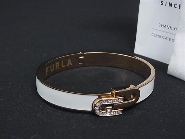 樂天商城 - ■美品■ FURLA フルラ アーチ ダブル ラインストーン バングル ブレスレット アクセサリー ホワイト系×ピンクゴールド系 DM6866