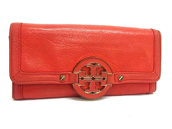 TORY BURCH トリーバーチ アマンダ レザー 二つ折り 長財布 ウォレット 札入れ 小銭入れ レディース オレンジ系 DM6886