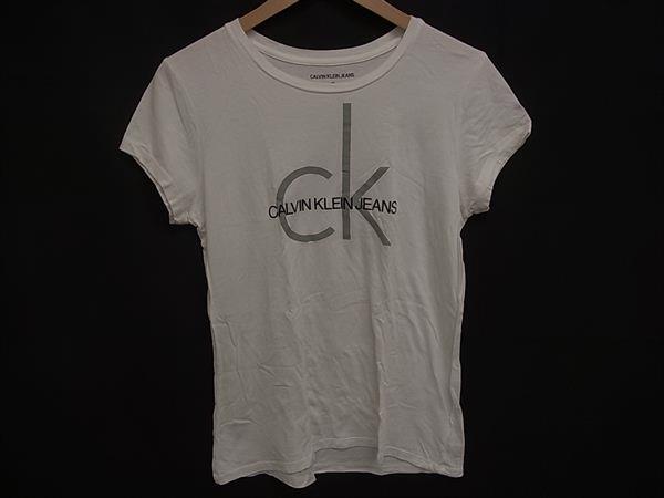 ■美品■ Calvin Klein Jeans カルバンクラインジーンズ 半袖 Tシャツ トップス 表記サイズ M 洋服 レディース ホワイト系 DH9732